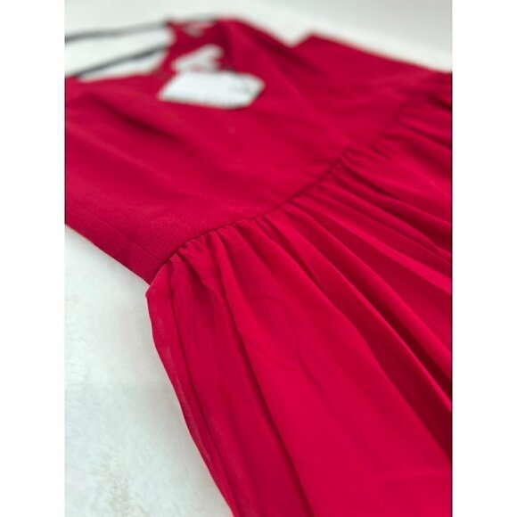 Dress the Population Alicia Mixed Media Midi Dress Color-Red Size/Large MSRP$198 - Picture 12 of 13